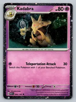 Kadabra 064/165 English 151 Holo Promo Pokemon Card NM A7 - Image 1