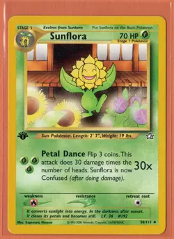 Pokemon TCG - Sunflora - Neo Genesis #50/111 - 1st Edition Uncommon - LP - Image 3