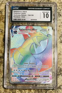 CGC 10 Salamence VMAX Darkness Ablaze 194/189 Rainbow Pokemon Card - Image 1