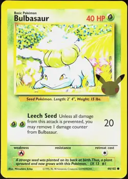 Pokemon TCG Bulbasaur 44/102 25th Anniversary Celebrations Jumbo Card NM/M - Image 1