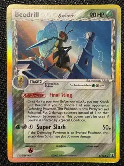 Pokemon TCG Beedrill Ex Delta Species 1/113 Holo Rare Vintage 2005 Card MP - Image 1