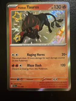 The Pokemon Company Paldean Tauros SV Paldean Fates 111/091 Shiny Rare Holo - Image 1