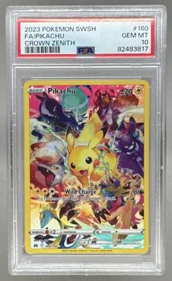 82483817 Pikachu 2023 Pokemon Sword & Shield Crown Zenith #160 PSA 10 - Image 1