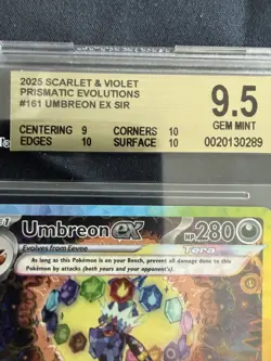 Umbreon ex 161/131 Prismatic Evolutions BGS 9.5 Pokemon Card 10, 10, 10, 9 Subs - Image 3