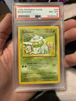 Pokemon TCG Bulbasaur Base Set 44/102 Unlimited PSA 8 NM-MT - Image 1