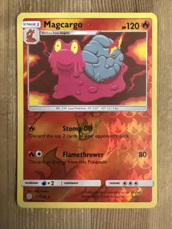 Pokemon TCG Magcargo Sun & Moon - Cosmic Eclipse 27/236 Reverse Holo Rare DMG - Image 1
