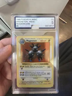 Pokemon TCG Magneton Base Set 9/102 Holo Shadowless Holo Rare AGS 5 - Image 1
