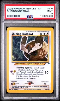 SHINING NOCTOWL Neo Destiny Holo Rare #110 PSA 9 Vintage Pokemon [Nostalgium] - Image 1
