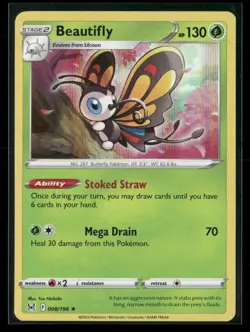 Beautifly 008/196 Holo Rare Lost Origin Pokemon NM/M - Image 1