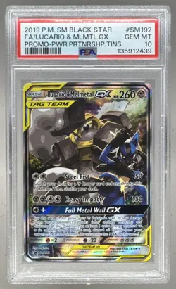 Lucario & Melmetal GX 2019 Pokemon Sun Moon Power Partnership Promo SM192 PSA 10 - Image 1
