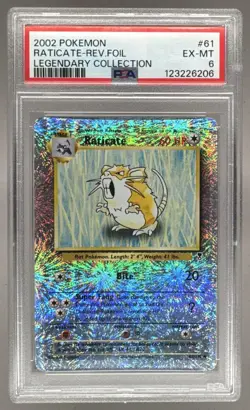123226206 Raticate 2002 Pokemon Legendary #61 Reverse Holo PSA 6 - Image 1