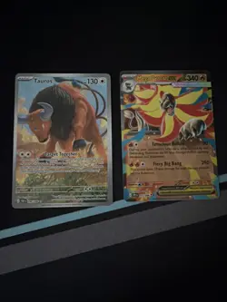 Pokemon TCG Tauros Illustration Rare 096/086 Chaos Rising + Mega Pyroar Ex Lot - Image 1