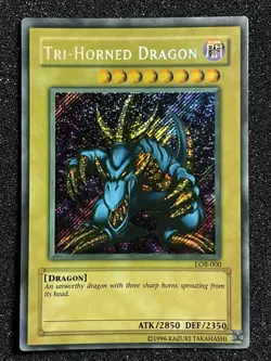 Yu-Gi-Oh! Tri Horned Dragon LOB-000 Unlimited 2002 Wavy Faded NM - Image 1