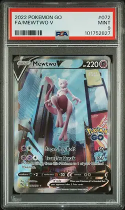 2022 POKEMON GO #072 FULL ART/MEWTWO V PSA 9 - Image 1