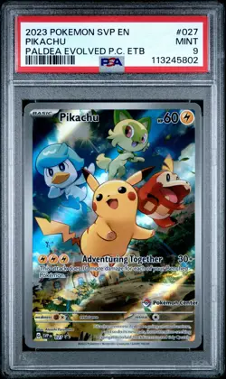 2023 POKEMON SVP PALDEA EVOLVED POKEMON CENTER ETB PROMO #027 PIKACHU PSA 9 - Image 1
