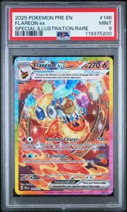 2025 POKEMON PRISMATIC EVOLUTIONS SPECIAL ILLUSTRATION RARE FLAREON EX PSA 9 - Image 1