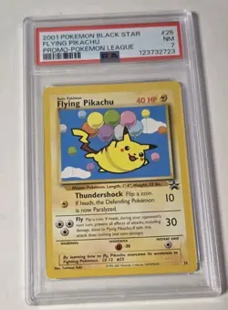 POKEMON 2001 League Black Star Promo FLYING PIKACHU #25 PSA 7 RARE - Image 1