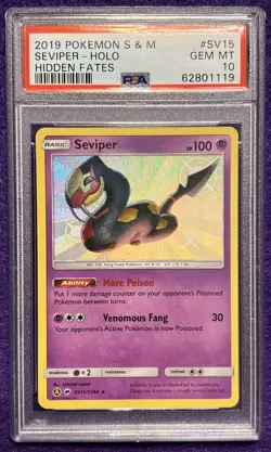 PSA 10 2019 Pokemon S & M Seviper - Holo Hidden Fates #SV15 Gem Mint Shiny Rare - Image 1