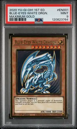 2020 YU-GI-OH! MAXIMUM GOLD 1ST EDITION #EN001 BLUE-EYES WHITE DRAGON PSA 9 - Image 1