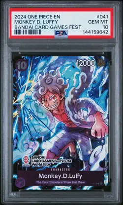2024 ONE PIECE PROMOS BANDAI CARD GAMES FEST #041 MONKEY D. LUFFY PSA 10 - Image 1