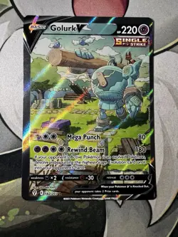 Pokemon TCG Evolving Skies Golurk V Holo Card Alternative Art Ultra Rare 182/203 - Image 1