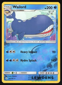 Wailord - 46/236 - Reverse Holo Rare - Cosmic Eclipse - Pokemon Card - Image 1