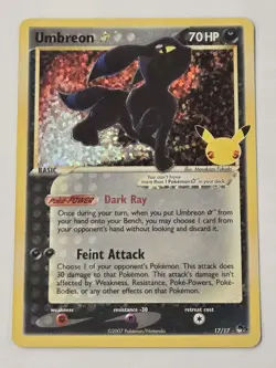 Pokemon TCG Celebrations Umbreon Gold Star 17/17 Holo 25th Anniversary CCG Card - Image 1