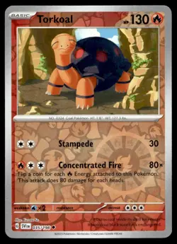 Torkoal 35/198 Pokemon Card Scarlet & Violet Uncommon 130 HP Rev Holo LP E28 - Image 1