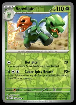Scovillain 29/198 Pokemon Card Scarlet & Violet Uncommon 110 HP Rev Holo LP AT - Image 1