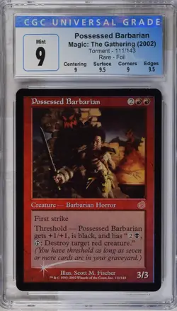 POSSESSED BARBARIAN Torment Foil Rare CGC 9 Q++ MTG [Nostalgium] - Image 1