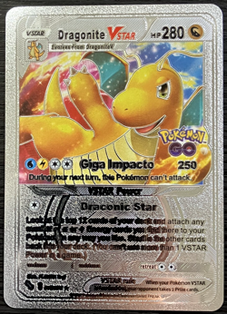 Dragonite Vstar Silver Foil Fan Art Vinyl Collector Pokemon Card Costumed - Image 1