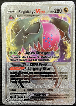Regidrago Vstar Silver Foil Fan Art Vinyl Collector Pokemon Card Costumed - Image 1