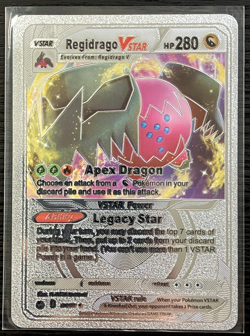 Regidrago Vstar Silver Foil Fan Art Vinyl Collector Pokemon Card Costumed - Image 4