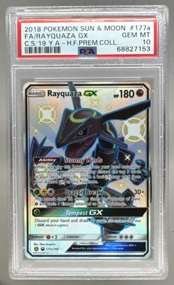 7153 Rayquaza GX 2019 Pokemon Sun & Moon Hidden Fates Promo #177a PSA 10 - Image 1