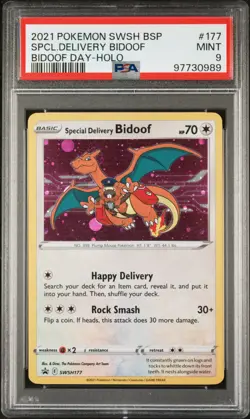 2021 Pokemon Black Star Special Delivery Bidoof-Holo#177 MINT PSA 9 Bidoof Day - Image 1