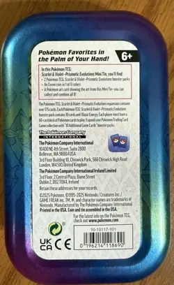 Pokemon TCG: Prismatic Evolutions Mini Tin(Leafeon & Eevee)EMPTY & Jumbo Coin - Image 2
