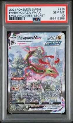 RAYQUAZA VMAX ALT ART 218/203 EVOLVING SKIES 2021 POKEMON PSA 10 GEM MINT SECRET - Image 1