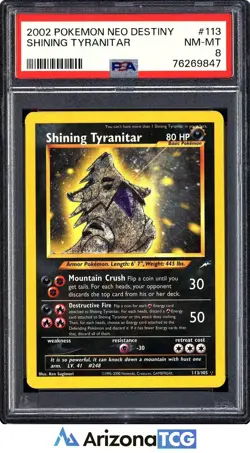 Pokemon 2002 Shining Tyranitar 113/105 Holo Neo Destiny PSA 8 - Image 1