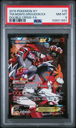 2015 Pokemon Double Crisis Team Magma's Groudon Ex Full Art #15 NM-MT PSA 8 - Image 1