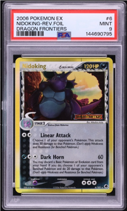 2006 Pokemon EX Dragon Frontiers Reverse Holo Nidoking #6 PSA 9 MINT - Image 1