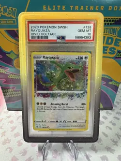 PSA 10 GEM MINT Rayquaza Vivid Voltage Amazing Rare Holo 2020 Pokemon 138/185 - Image 1