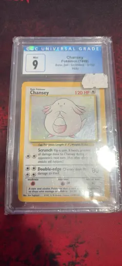 Pokemon Base Set Holo Rare Chansey Card PSA CGC 9 Mint Condition 3/102 - Image 1
