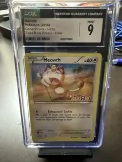 Meowth 53/83 Holo 2016 XY Generations Toys R Us Promo Pokemon Card CGC Mint 9 - Image 1