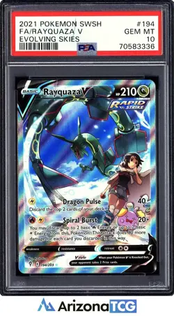 Pokemon 2021 Rayquaza V 194/203 Alt Art Evolving Skies GEM MINT PSA 10 - Image 1