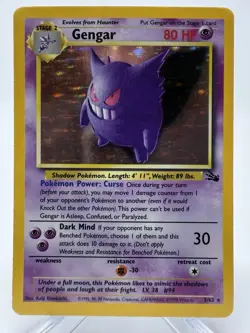 Pokemon Gengar 5/62 Fossil Holo Rare Unlimited WOTC Vintage Pokemon TCG - Image 1