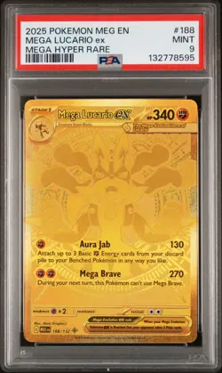 2025 POKEMON MEG EN-MEGA EVOLUTION MEGA HYPER RARE #188 MEGA LUCARIO EX PSA 9 - Image 1