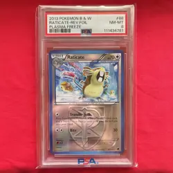 2013 Pokemon Black & White Raticate Reverse Foil Plasma Freeze PSA 8 - Image 1