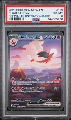 2023 POKEMON MEW EN-151 SPECIAL ILLUSTRATION RARE SIR #199 CHARIZARD EX PSA 8 NM - Image 1