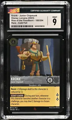 Disney Lorcana GRADED Kronk Junior Chipmunk 185/204 ROF Rare 9 CGC - Image 1