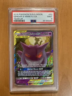 Pokemon Card Sun & Moon Gengar Mimikyu GX Team-Up #53 PSA 9 Mint Fast Shipping - Image 1
